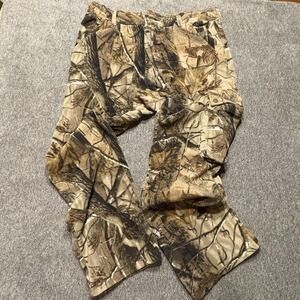 VINTAGE Cabelas Pants Mens 38 Real Tree Fleece Camo Cargo Pocket Outdoor Hunting